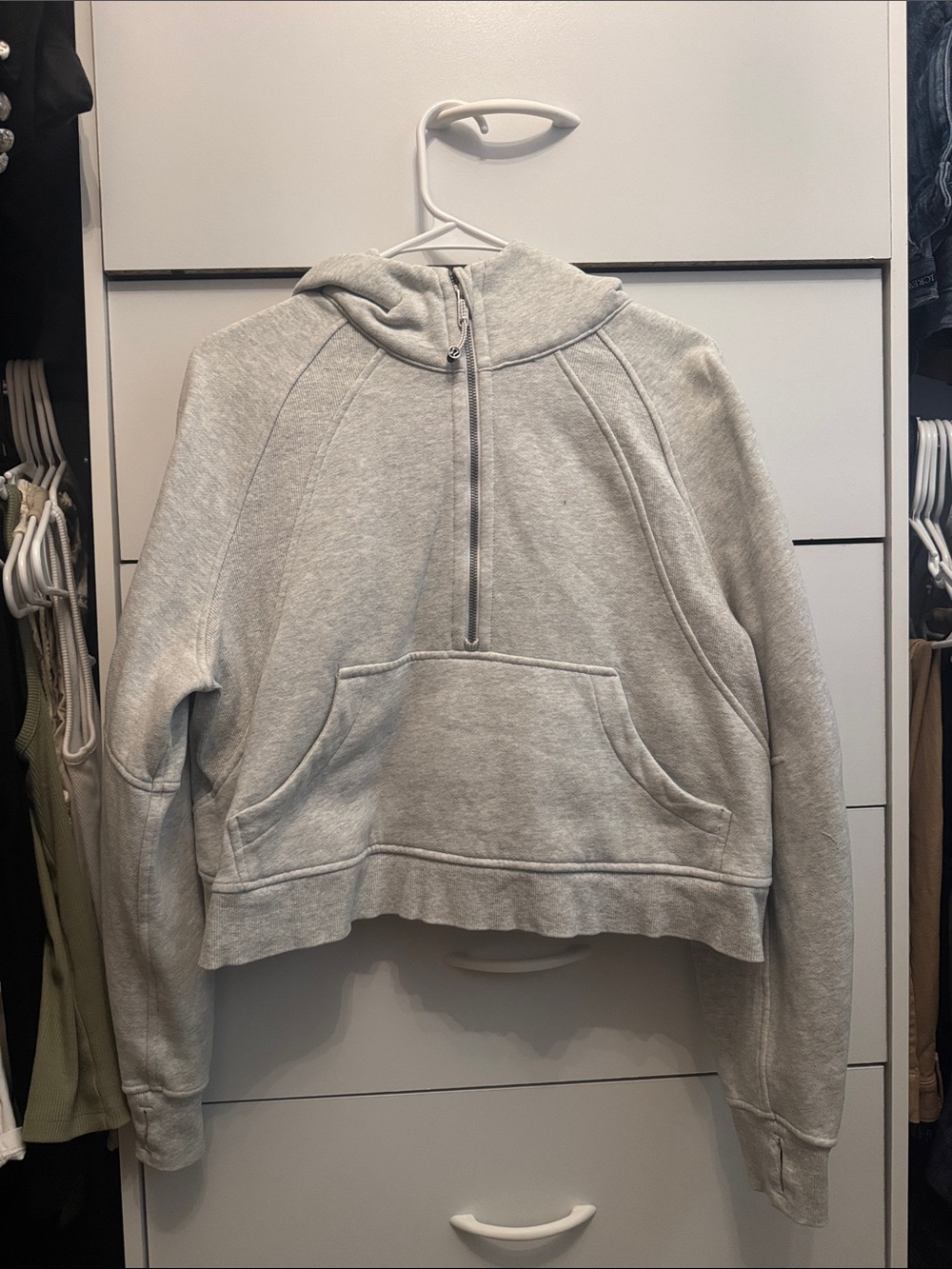 lululemon athletica Light Gray Half-Zip Hooded Pullover